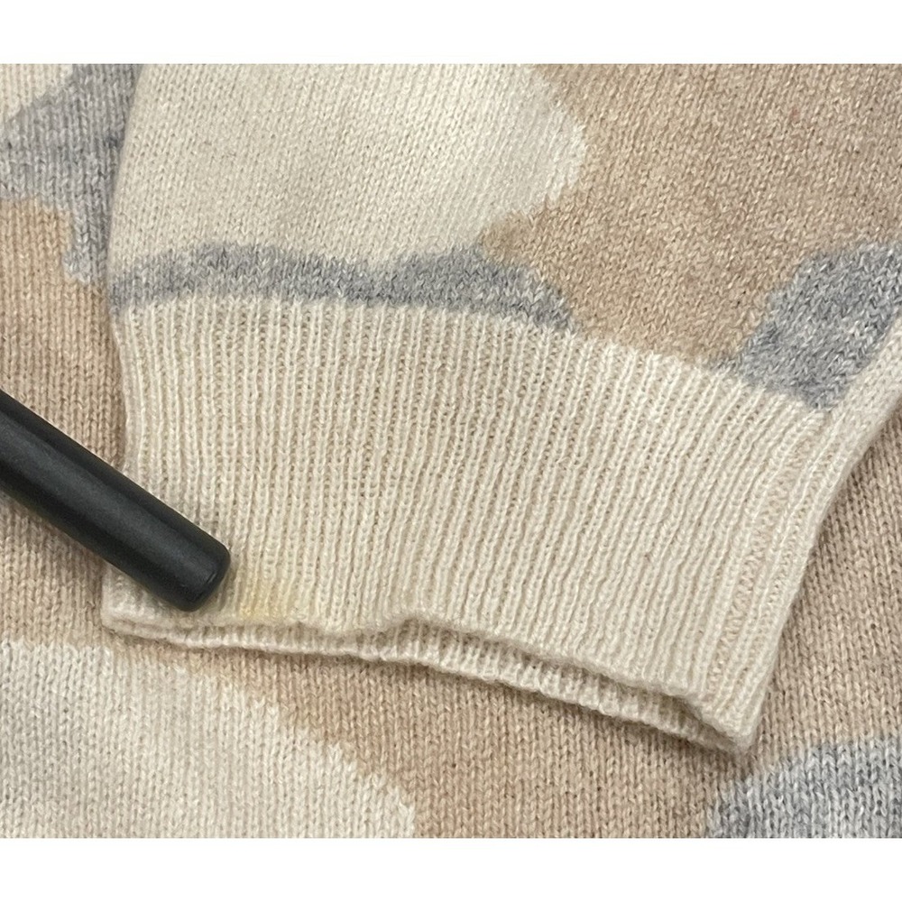 Jumper 1234 Camo Cashmere Sweater V Neck Beige Gray White Women's Size L - Picture 11 of 11
